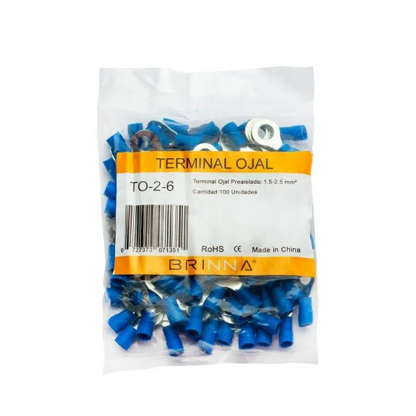 TERMINAL OJAL 1,5MM A 2,5MM DIAMETRO 6,4MM BOLSA X100 BRINNA