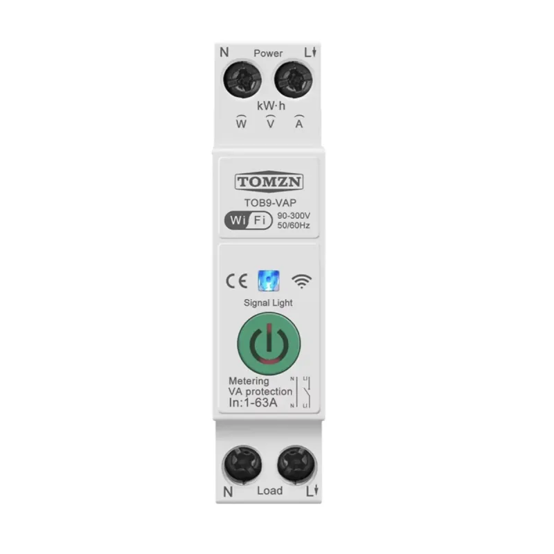 Interruptor Inteligente WiFi con Medidor de Energía y Protecciones – 1P+N 63A