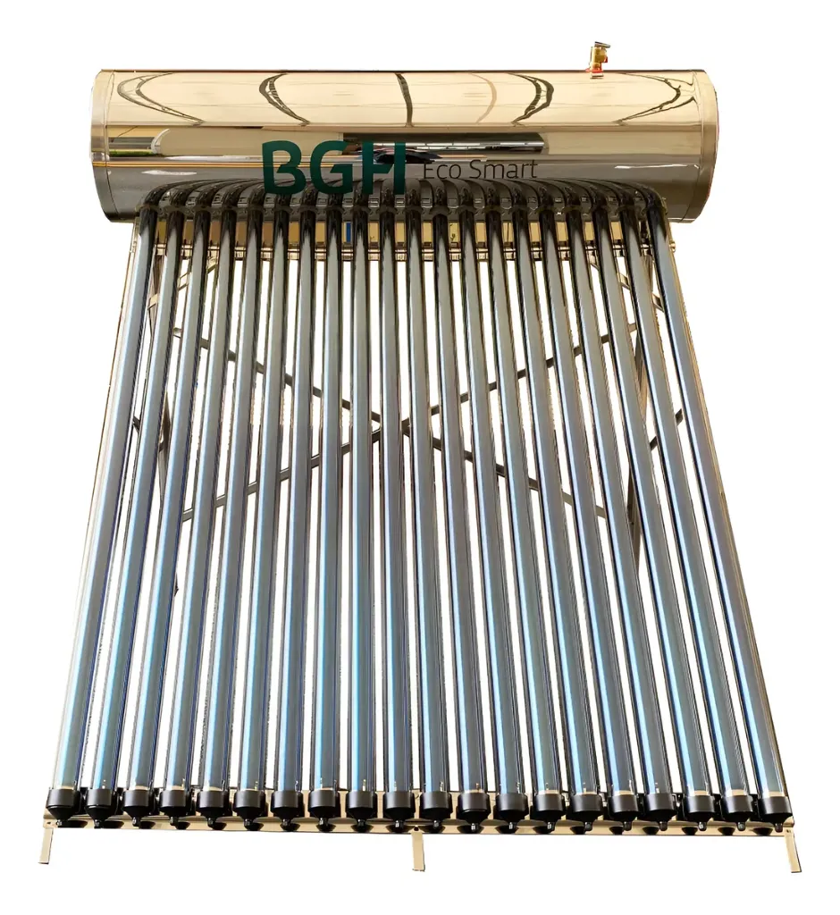 Colector Heat Pipe - Volumen del tanque: 200L - Cantidad de tubos: 20 - Presión hasta 3 Bar - Material interior del tanque: Acero Inoxidable SUS304-2B - Material exterior del tanque: Acero inoxidable SS201 - Material extructura: Acero inoxidable SS201