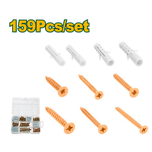 KIT DE TORNILLOS FIX PUNTA AGUJA CON TARUGOS DE 159 PIEZAS - 49 TORNILLOS PUNTA AGUJA + 110 TARUGOS DE NYLON
