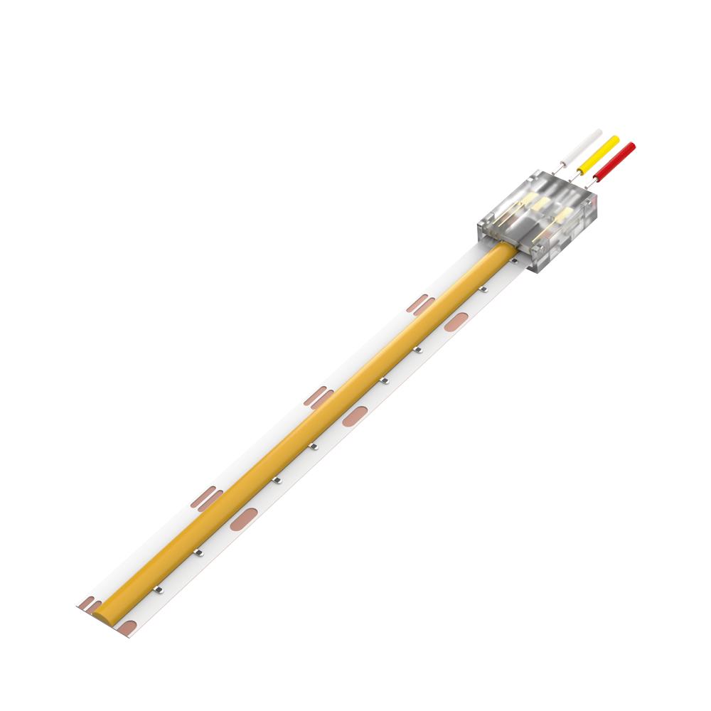 [CCAT-10MM-3P] CONECTOR CON CABLE A TIRA MACROLED, PARA TIRAS COB 10MM, 3 PINES, TRANSPARENTE, CABLE 10CM