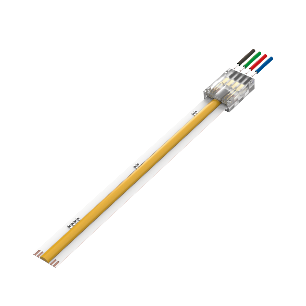 [CCAT-10MM-4P] CONECTOR CON CABLE A TIRA MACROLED, PARA TIRAS COB 10MM, 4 PINES, TRANSPARENTE, CABLE 10CM
