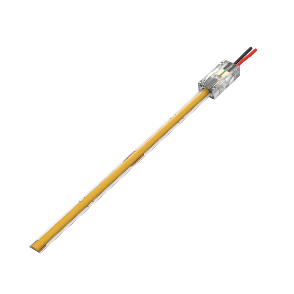 CONECTOR CON CABLE A TIRA MACROLED, PARA TIRAS COB Y SMD 5MM, 2 PINES, TRANSPARENTE, CABLE 10CM
