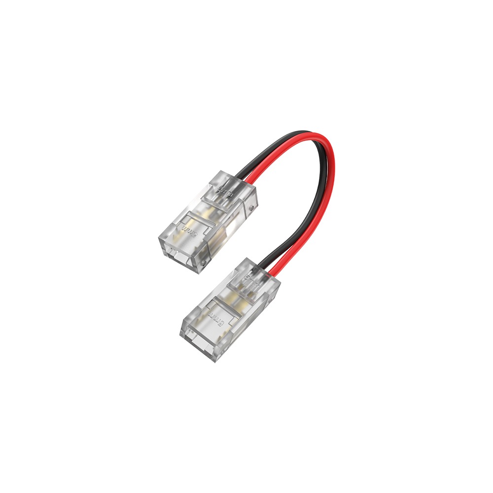 INTERCONECTOR TIRA A TIRA CON CABLE MACROLED, PARA TIRAS COB Y SMD 5MM, 2 PINES, TRANSPARENTE, CABLE 10CM