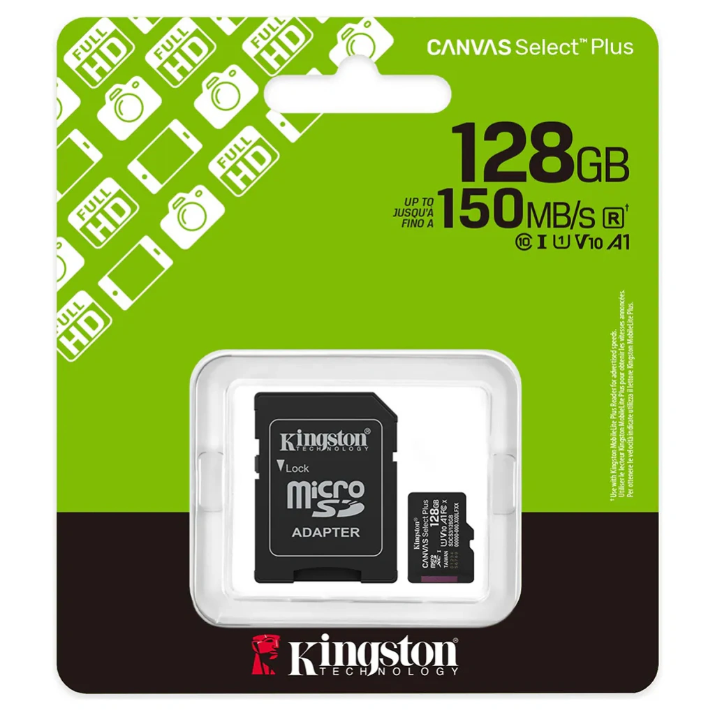 ALMACENAMIENTO MICRO SD CAPACIDAD 128GB CLASE C10 KINGSTON