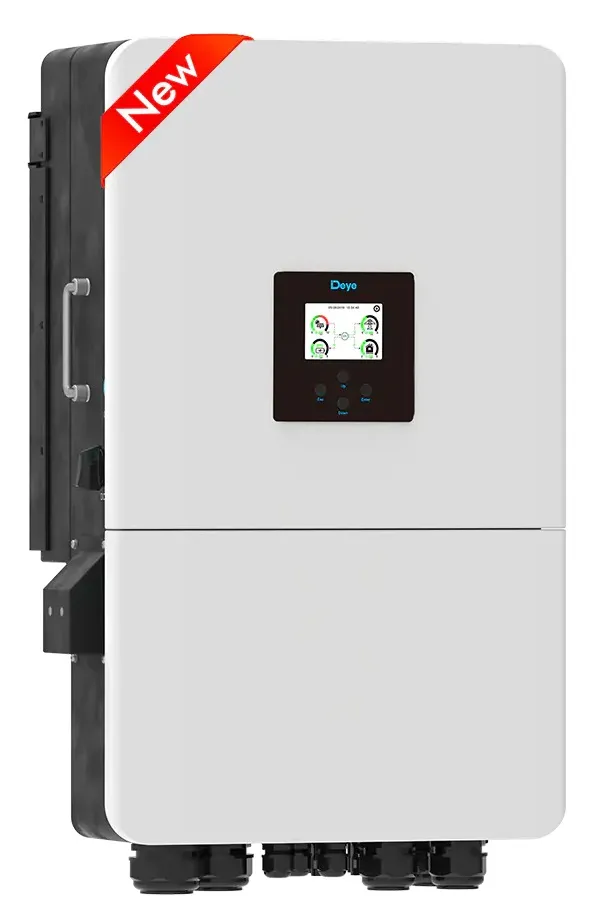 Inversor Híbrido Trifásico 15kW 48-60V CC - 380V CA. 2 MPPTs de 2 strings c/u. Tensión MPPT= 160-650V (óptimo 550V). Imp=18A, Isc 27A, Máx potencia paneles 24kWp, conexión para baterías de litio 48-51